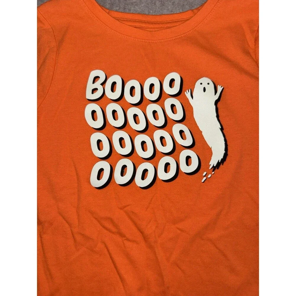 Cat & Jack Unisex Children’s S (6/7) Orange Boo Long Sleeve Tshirt Halloween